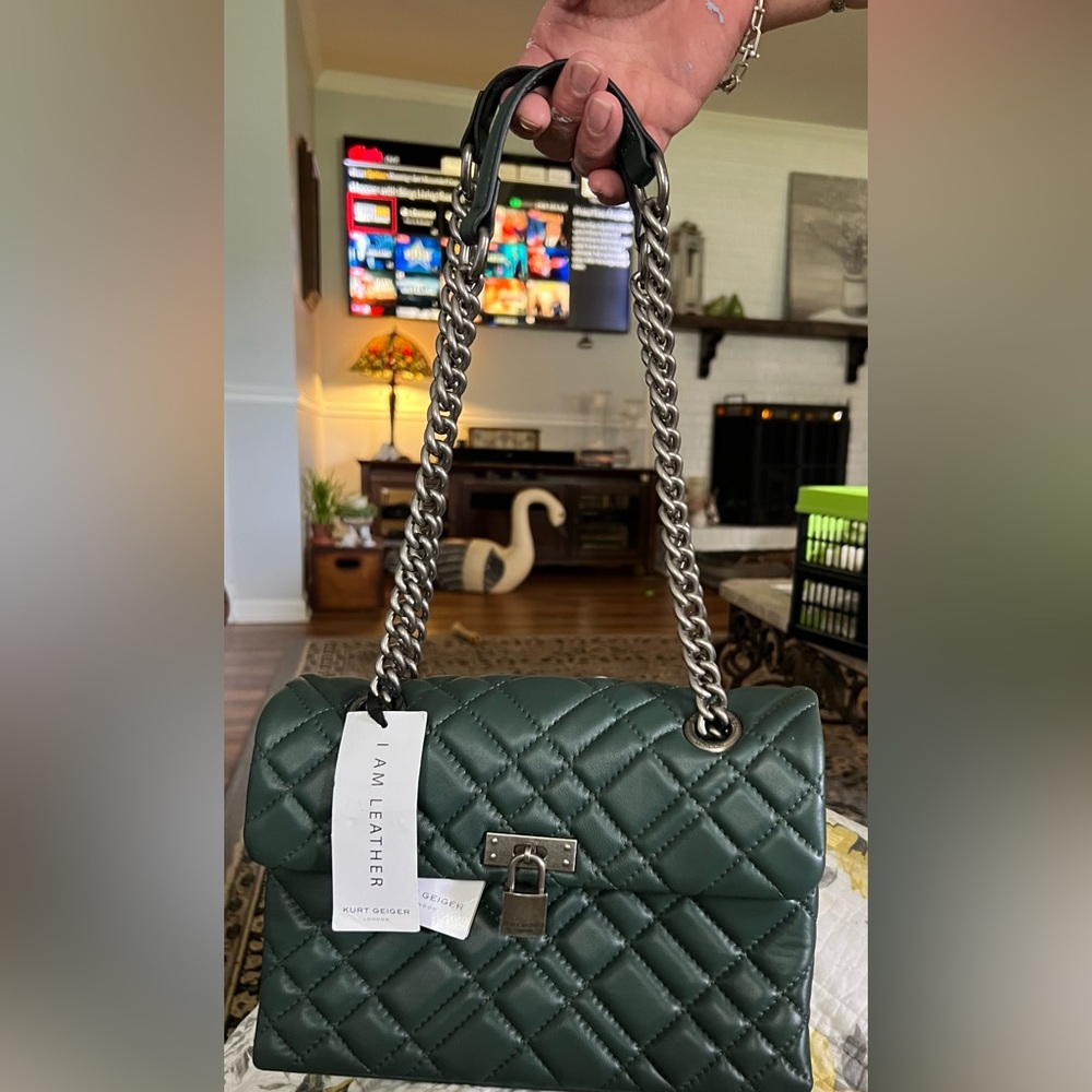 KURT GEIGER BRIXTON LOCK BAG TEAL ( DARK GREEN) NWT